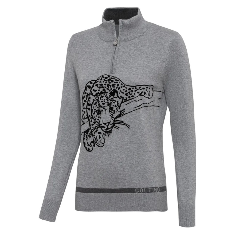 Golfing Gray Leopard Sweater for Women